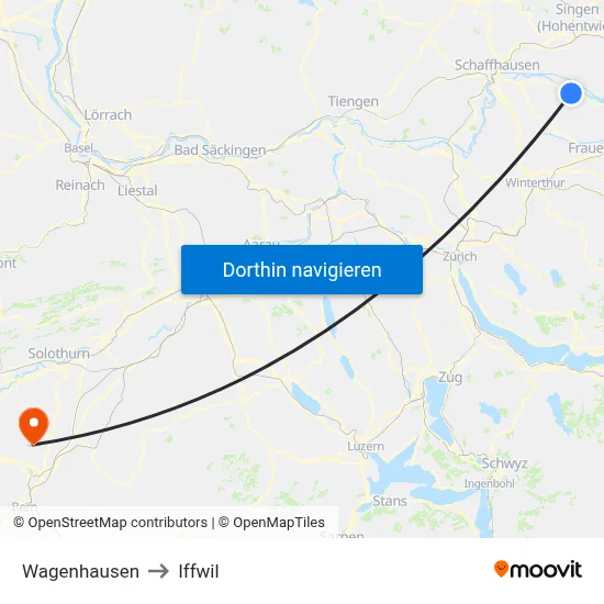 Wagenhausen to Iffwil map