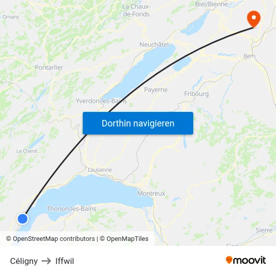 Céligny to Iffwil map
