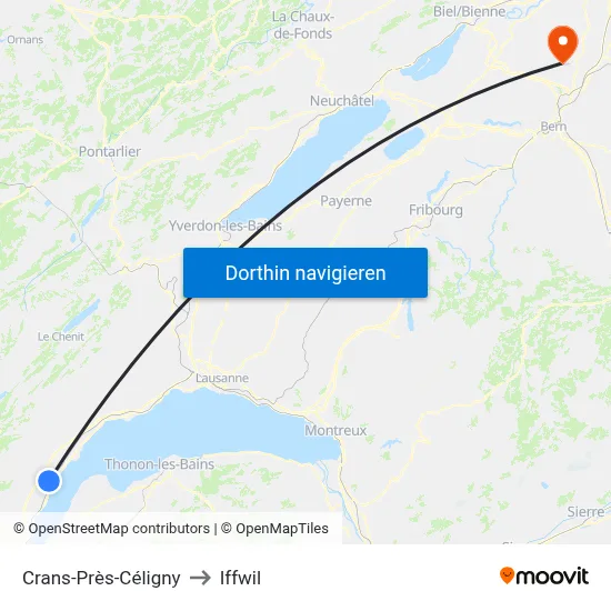 Crans-Près-Céligny to Iffwil map