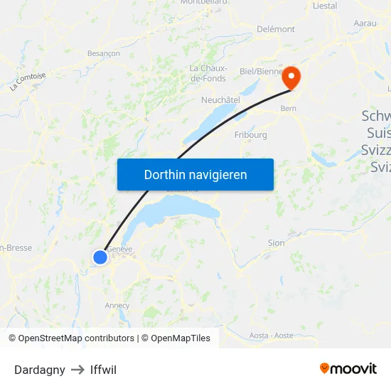 Dardagny to Iffwil map