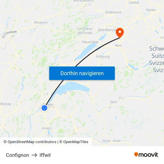 Confignon to Iffwil map