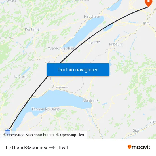 Le Grand-Saconnex to Iffwil map