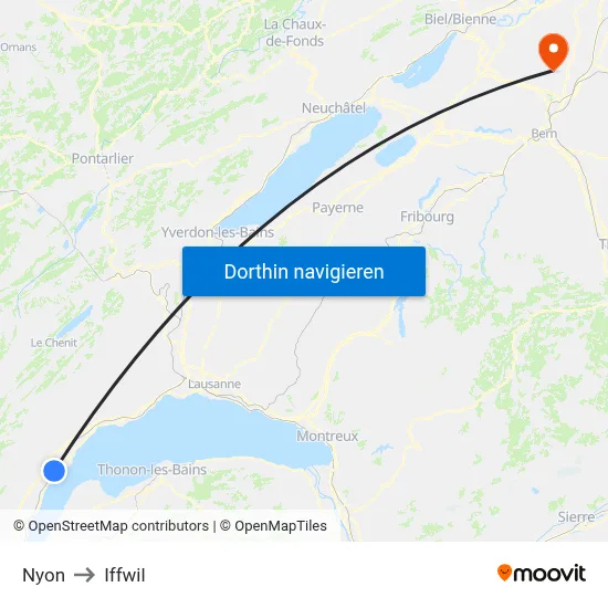 Nyon to Iffwil map