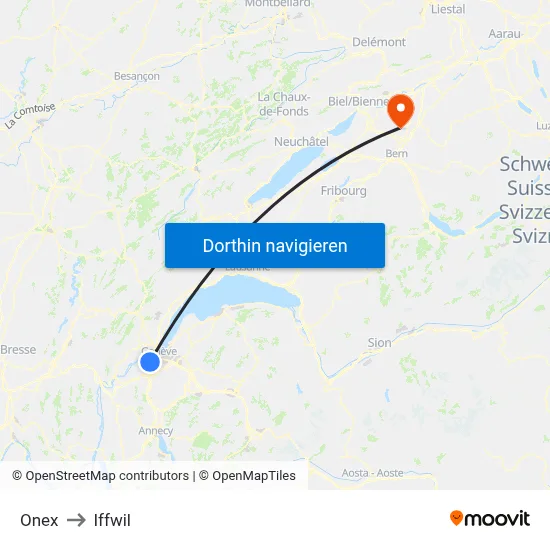 Onex to Iffwil map