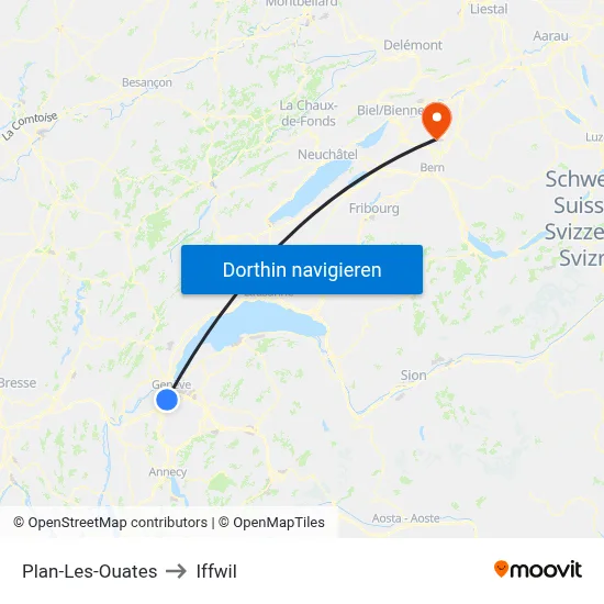 Plan-Les-Ouates to Iffwil map