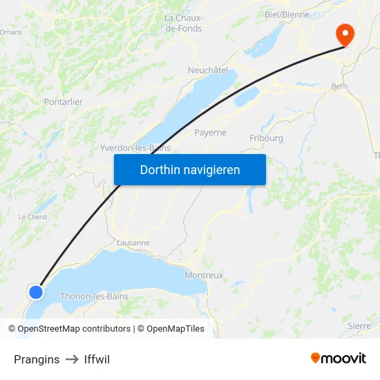 Prangins to Iffwil map