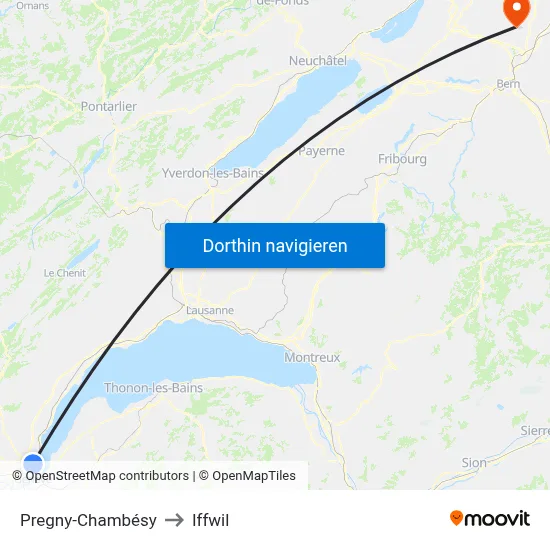 Pregny-Chambésy to Iffwil map