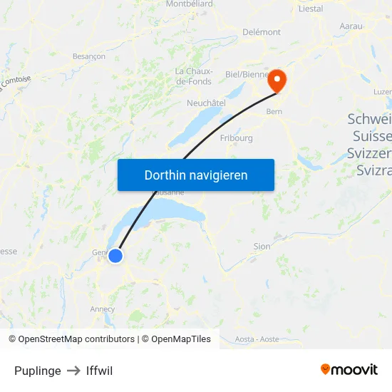 Puplinge to Iffwil map