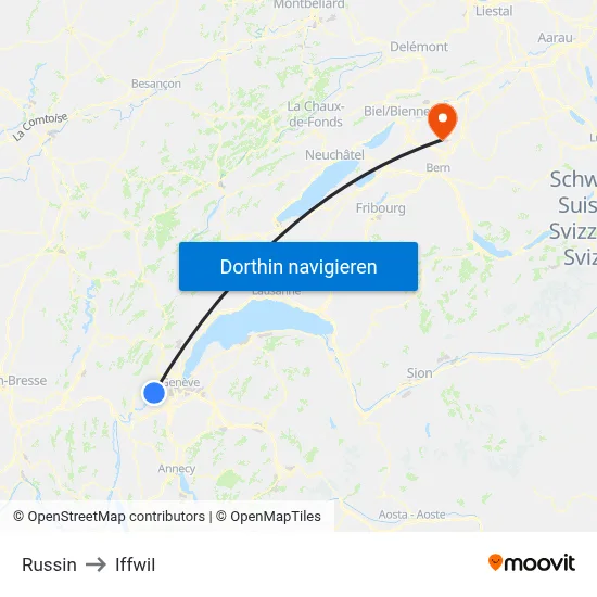 Russin to Iffwil map