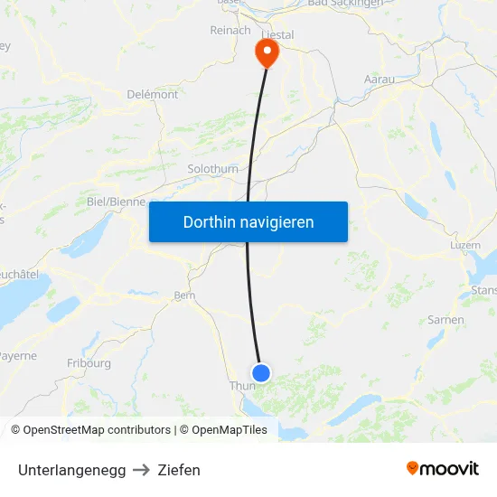 Unterlangenegg to Ziefen map