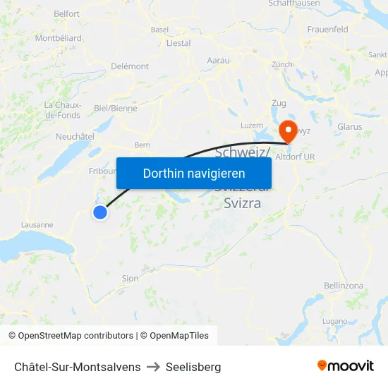 Châtel-Sur-Montsalvens to Seelisberg map