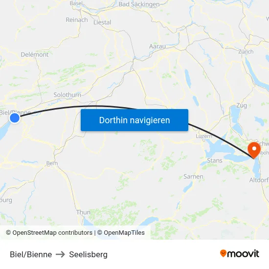 Biel/Bienne to Seelisberg map
