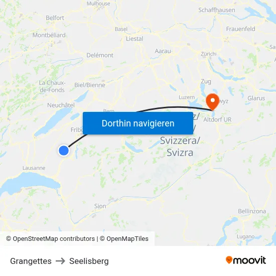 Grangettes to Seelisberg map
