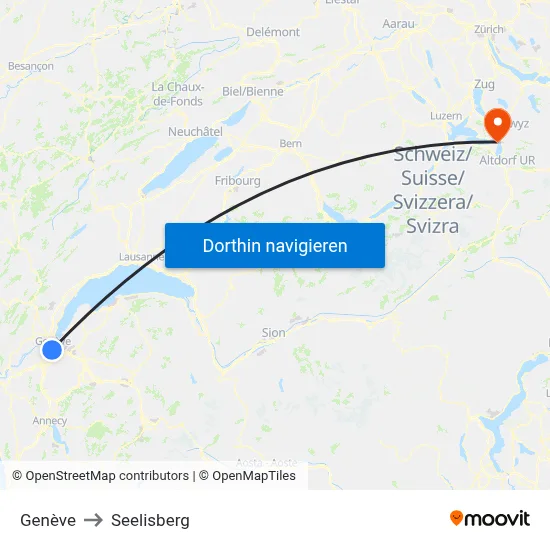 Genève to Seelisberg map