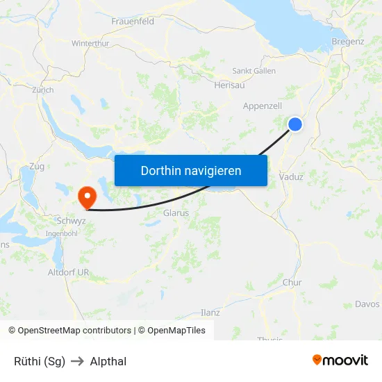 Rüthi (Sg) to Alpthal map