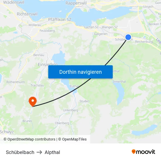 Schübelbach to Alpthal map