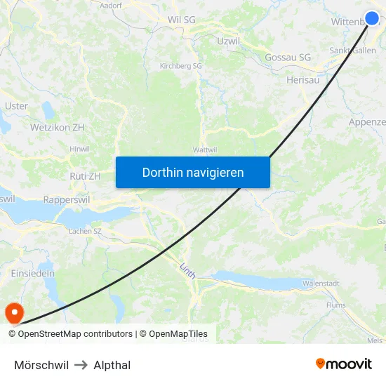 Mörschwil to Alpthal map