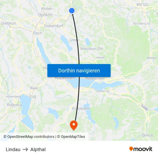 Lindau to Alpthal map