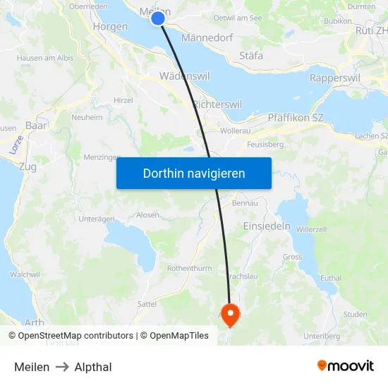 Meilen to Alpthal map