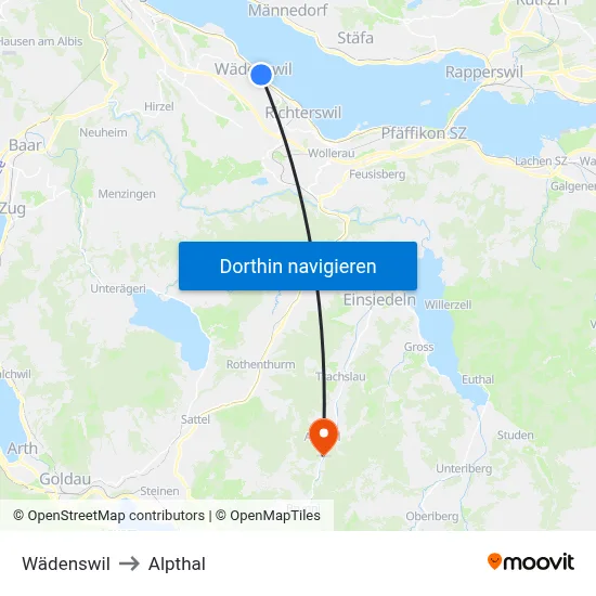 Wädenswil to Alpthal map