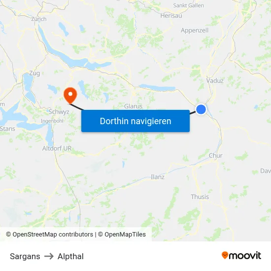 Sargans to Alpthal map
