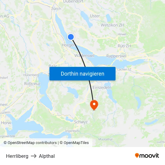 Herrliberg to Alpthal map