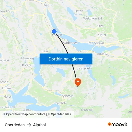 Oberrieden to Alpthal map