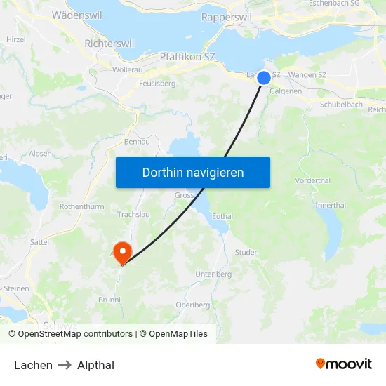 Lachen to Alpthal map