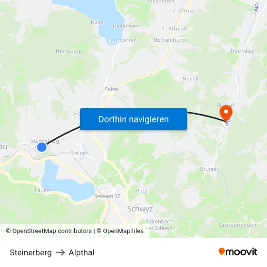 Steinerberg to Alpthal map