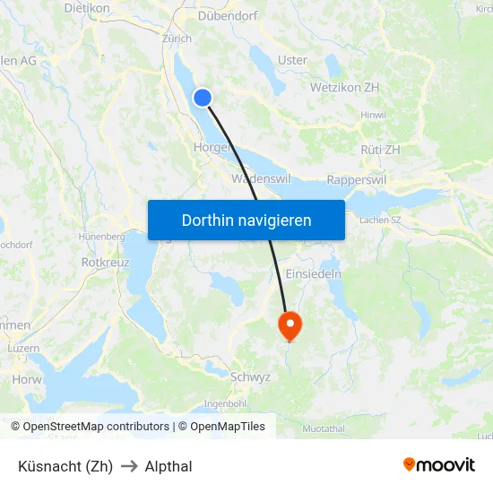 Küsnacht (Zh) to Alpthal map