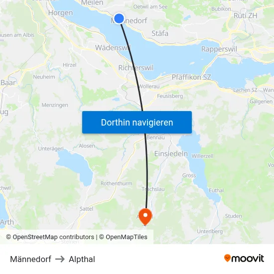 Männedorf to Alpthal map