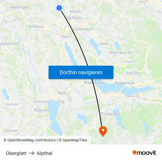 Oberglatt to Alpthal map