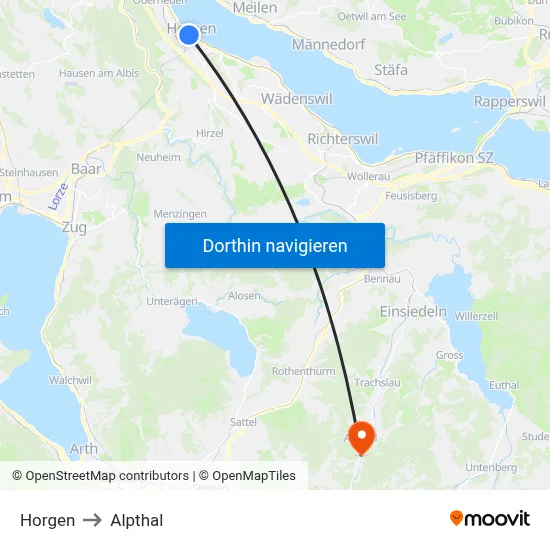 Horgen to Alpthal map