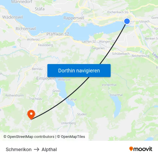 Schmerikon to Alpthal map