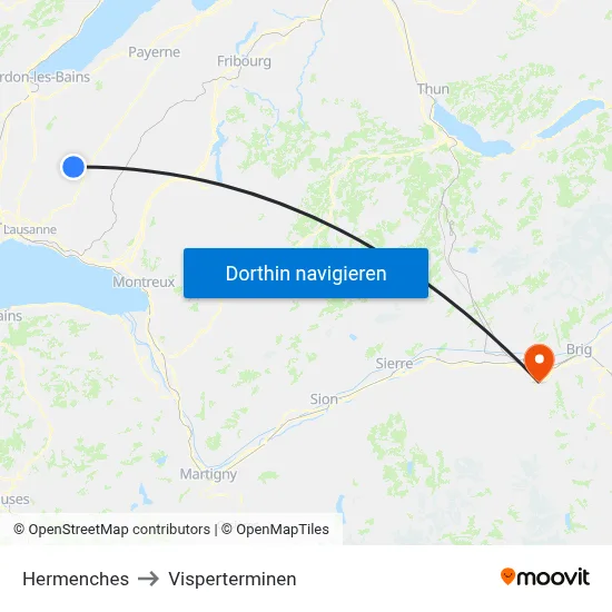 Hermenches to Visperterminen map