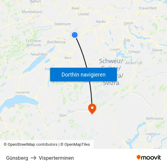 Günsberg to Visperterminen map