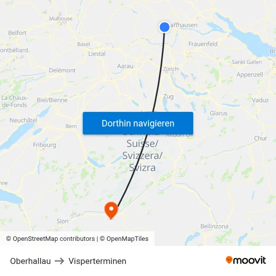 Oberhallau to Visperterminen map