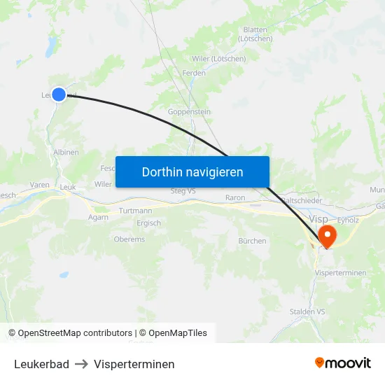 Leukerbad to Visperterminen map