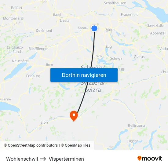 Wohlenschwil to Visperterminen map