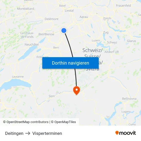 Deitingen to Visperterminen map