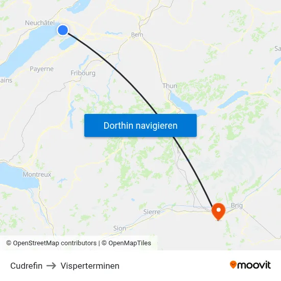 Cudrefin to Visperterminen map