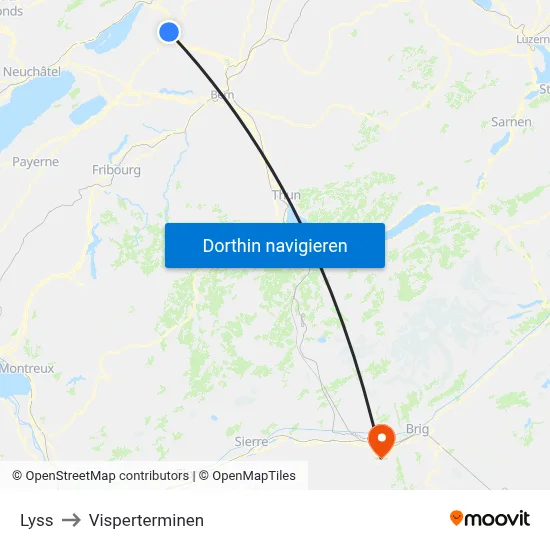 Lyss to Visperterminen map