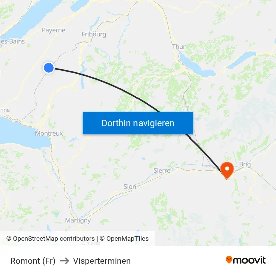 Romont (Fr) to Visperterminen map