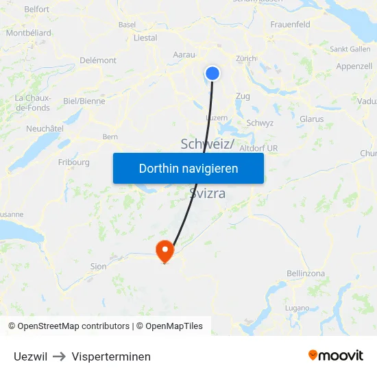 Uezwil to Visperterminen map