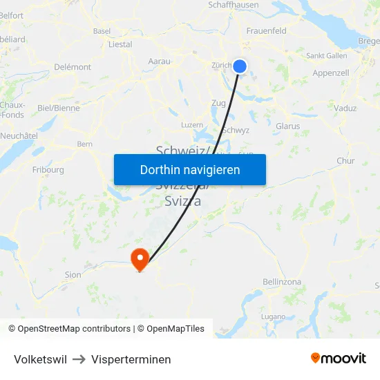 Volketswil to Visperterminen map