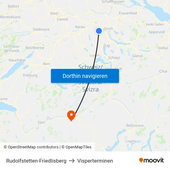 Rudolfstetten-Friedlisberg to Visperterminen map