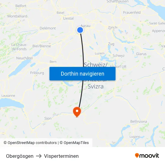 Obergösgen to Visperterminen map