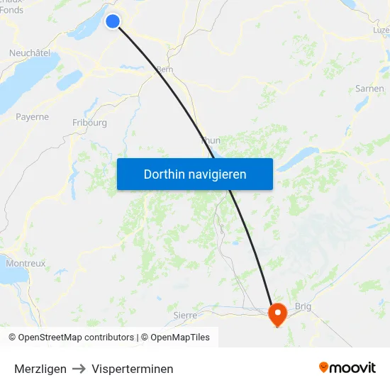 Merzligen to Visperterminen map