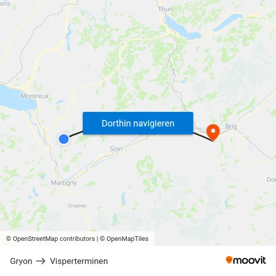 Gryon to Visperterminen map