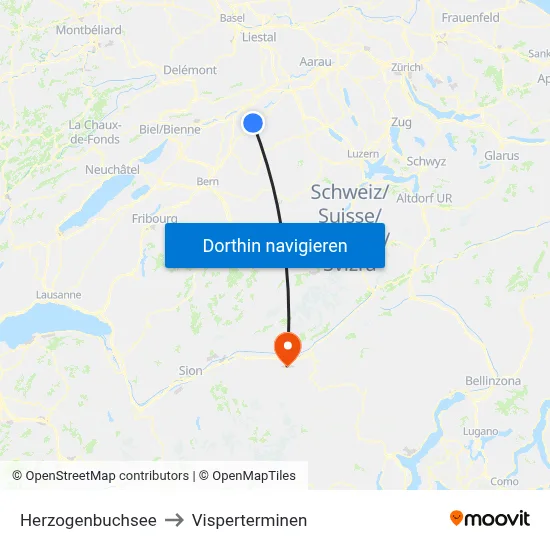 Herzogenbuchsee to Visperterminen map